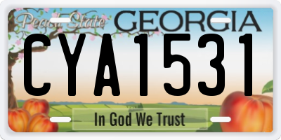 GA license plate CYA1531