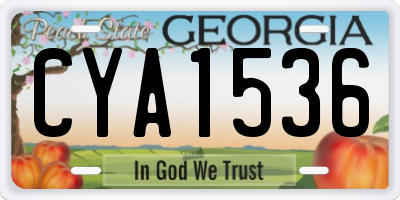 GA license plate CYA1536