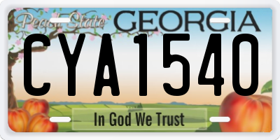 GA license plate CYA1540