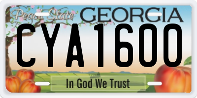 GA license plate CYA1600