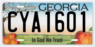GA license plate CYA1601