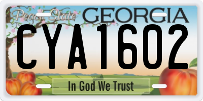 GA license plate CYA1602