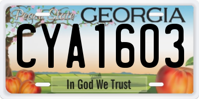 GA license plate CYA1603