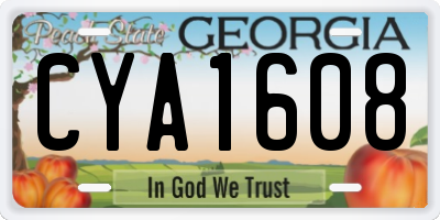 GA license plate CYA1608