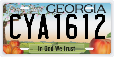 GA license plate CYA1612