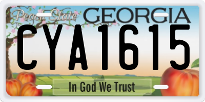 GA license plate CYA1615