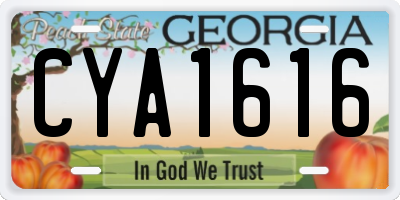 GA license plate CYA1616