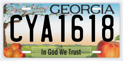 GA license plate CYA1618