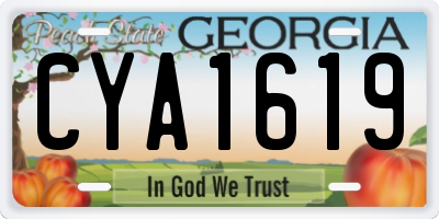 GA license plate CYA1619