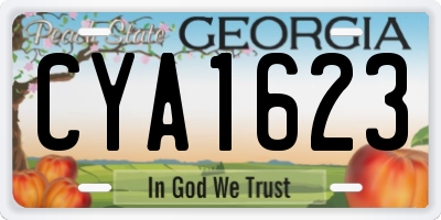 GA license plate CYA1623