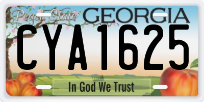GA license plate CYA1625