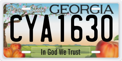GA license plate CYA1630