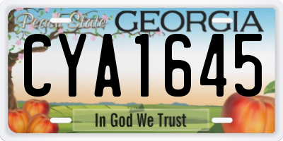 GA license plate CYA1645