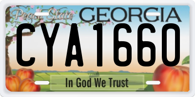 GA license plate CYA1660