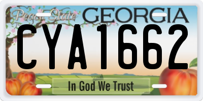 GA license plate CYA1662