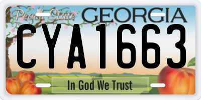 GA license plate CYA1663