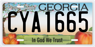 GA license plate CYA1665