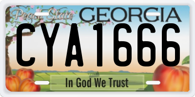 GA license plate CYA1666