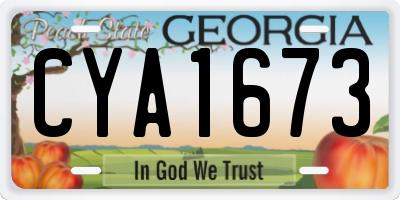 GA license plate CYA1673
