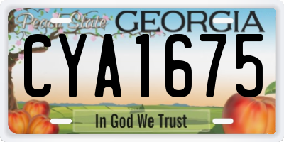 GA license plate CYA1675