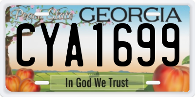 GA license plate CYA1699