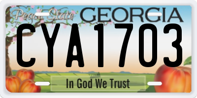 GA license plate CYA1703