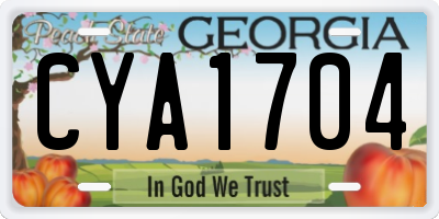 GA license plate CYA1704