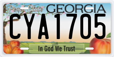 GA license plate CYA1705