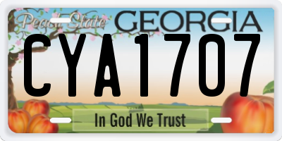 GA license plate CYA1707
