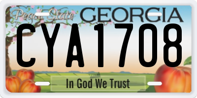 GA license plate CYA1708