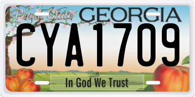 GA license plate CYA1709