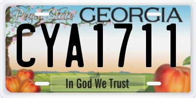 GA license plate CYA1711