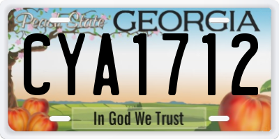 GA license plate CYA1712