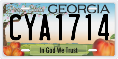 GA license plate CYA1714
