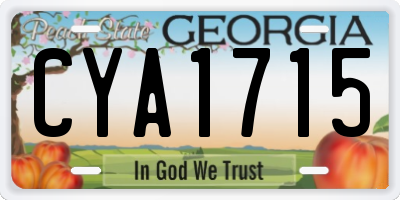 GA license plate CYA1715