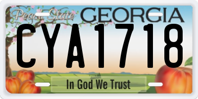 GA license plate CYA1718