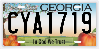 GA license plate CYA1719