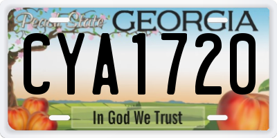 GA license plate CYA1720