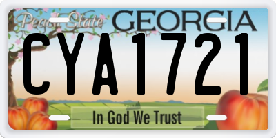 GA license plate CYA1721