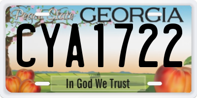 GA license plate CYA1722