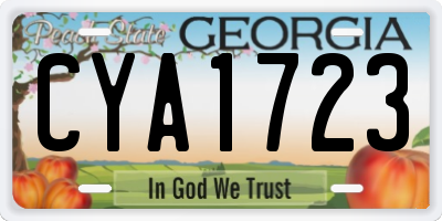 GA license plate CYA1723