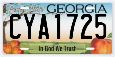 GA license plate CYA1725