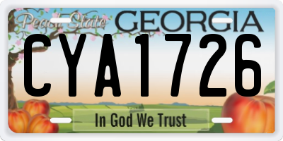 GA license plate CYA1726