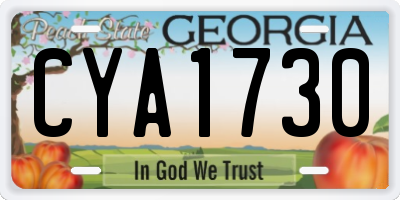 GA license plate CYA1730