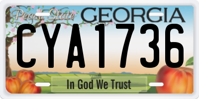 GA license plate CYA1736