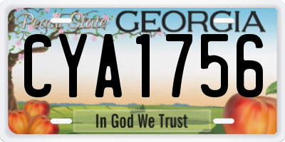 GA license plate CYA1756