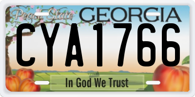 GA license plate CYA1766