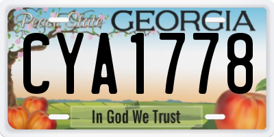 GA license plate CYA1778