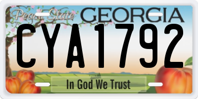 GA license plate CYA1792