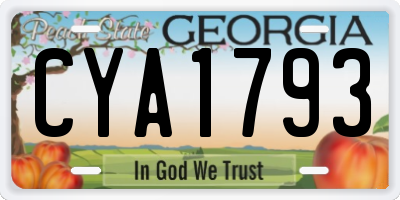 GA license plate CYA1793